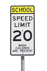 20 mph school zone sign