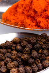 black and red peppers