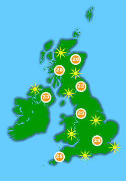 Hot UK Weather Map