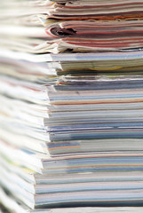 stack of colorful magazines