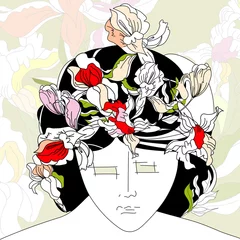 Photo sur Plexiglas Femme fleurs Jeune femme stylisée