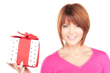 happy woman with gift box