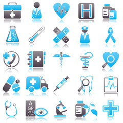medicine Blue Icons - obrazy, fototapety, plakaty