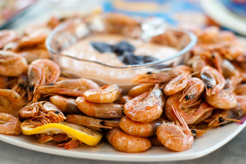 Shrimps with sauce
