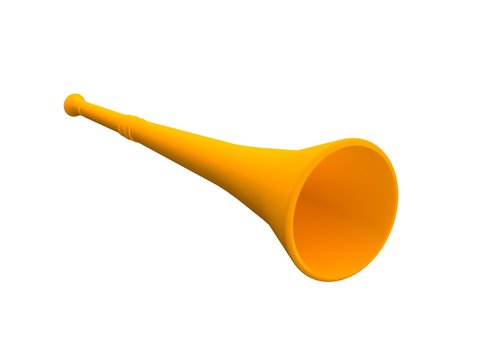 Orange vuvuzela trumpet. 3d rendered illustration.