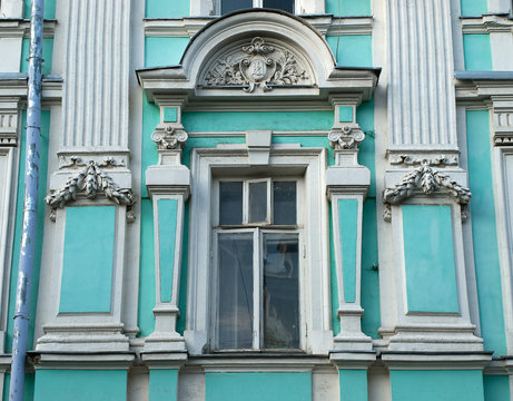 Old window in historic center of Moscow, Russia.