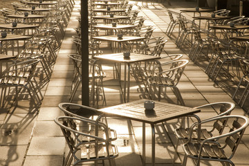 Cafe Tables, Parc de la Mar Park, Palma de Mallorca, Spain