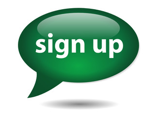 SIGN UP speech bubble icon (web button join subscribe register)