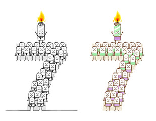 cartoon candles number 7