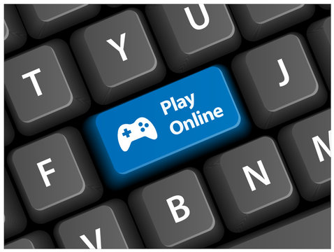 PLAY ONLINE Key on Keyboard (web button video games console fun)