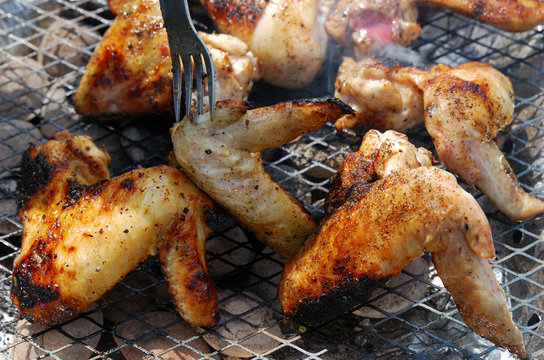Chicken wings barbecue on grill