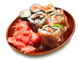 sushi rolls in plate
