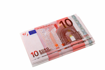 isolated pile of ten euros