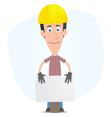 Builder is behind blank board