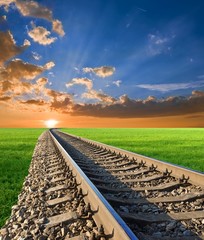 railway on a sunset