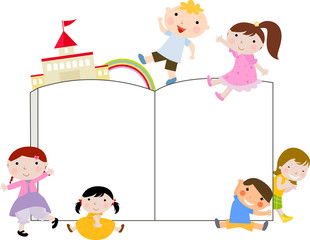 kids and book,frame