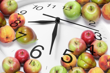 Clock and  Fruits