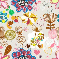 Floral seamless pattern in retro style