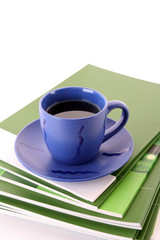 blue cup isolated on white