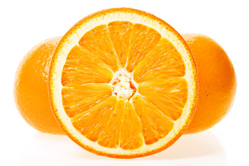 Oranges isolated on white background.