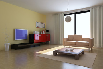 3d render modern living room