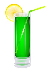 Cocktail in a glass with a lemon vector