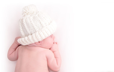 Little Newborn Baby Sleeping with Hat