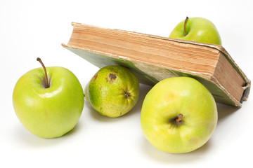 apples and old book
