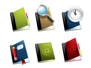 Open book icon set vector