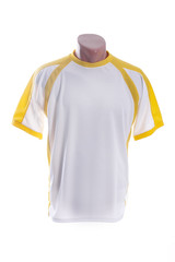 White t-shirt with yellow insets