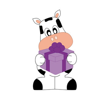 Vaca con paquete regalo