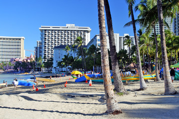 Fototapeta na wymiar Waikiki Beach, Honolulu, Oahu, Hawaii..