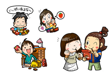 男の子と女の子　遠足