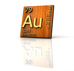 Gold form Periodic Table of Elements - wood board