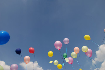 Up  to the sky Wünsche Luftballons Fest Feier Geburtstag