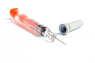 Fototapeta premium Red Syringe on white