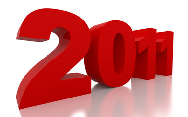 red new year 2011 with clipping path