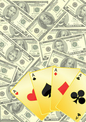 Image of playing cards on dollar background