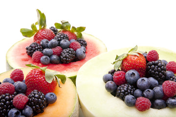 Berries in melon bowls