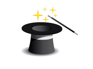 Vector magic hat isolated in white background