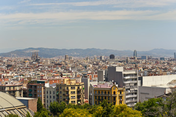 Fototapeta na wymiar View from Montjuic over Barcelona, Spain.
