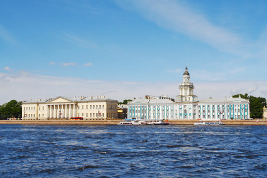 Historical building on quay of Neva river, St.-Petersburg, Russi
