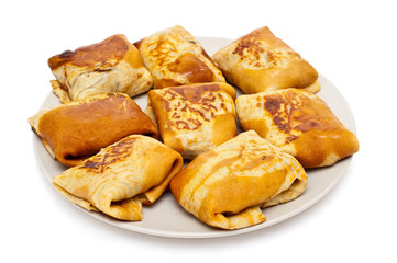 freshly prepared pancakes with meat