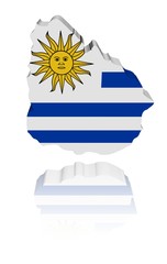 Fototapeta premium Uruguay map flag 3d render with reflection illustration
