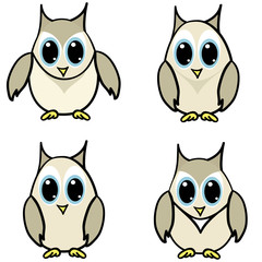 Set from four small nice owls