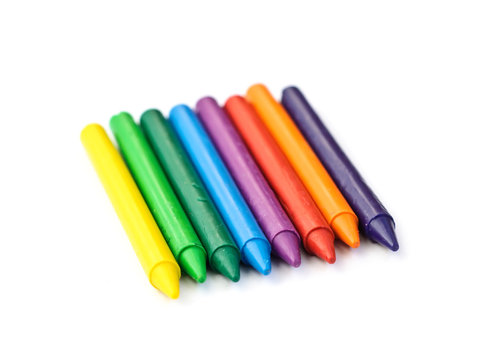 Multi-colored wax crayons