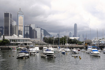Fototapeta na wymiar Hong Kong skyline and Causeway Bay Marina, China