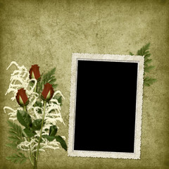 Vintage card for the holiday with flower on the abstract backgro