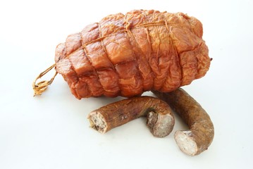 raw ham and pork sausage