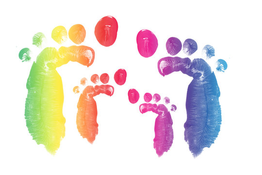 colorful child foot printed